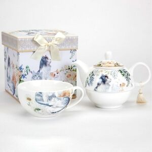SUMMER RIVER 3 Piece Set "Tea for One" with Adorable Kitties NWT
